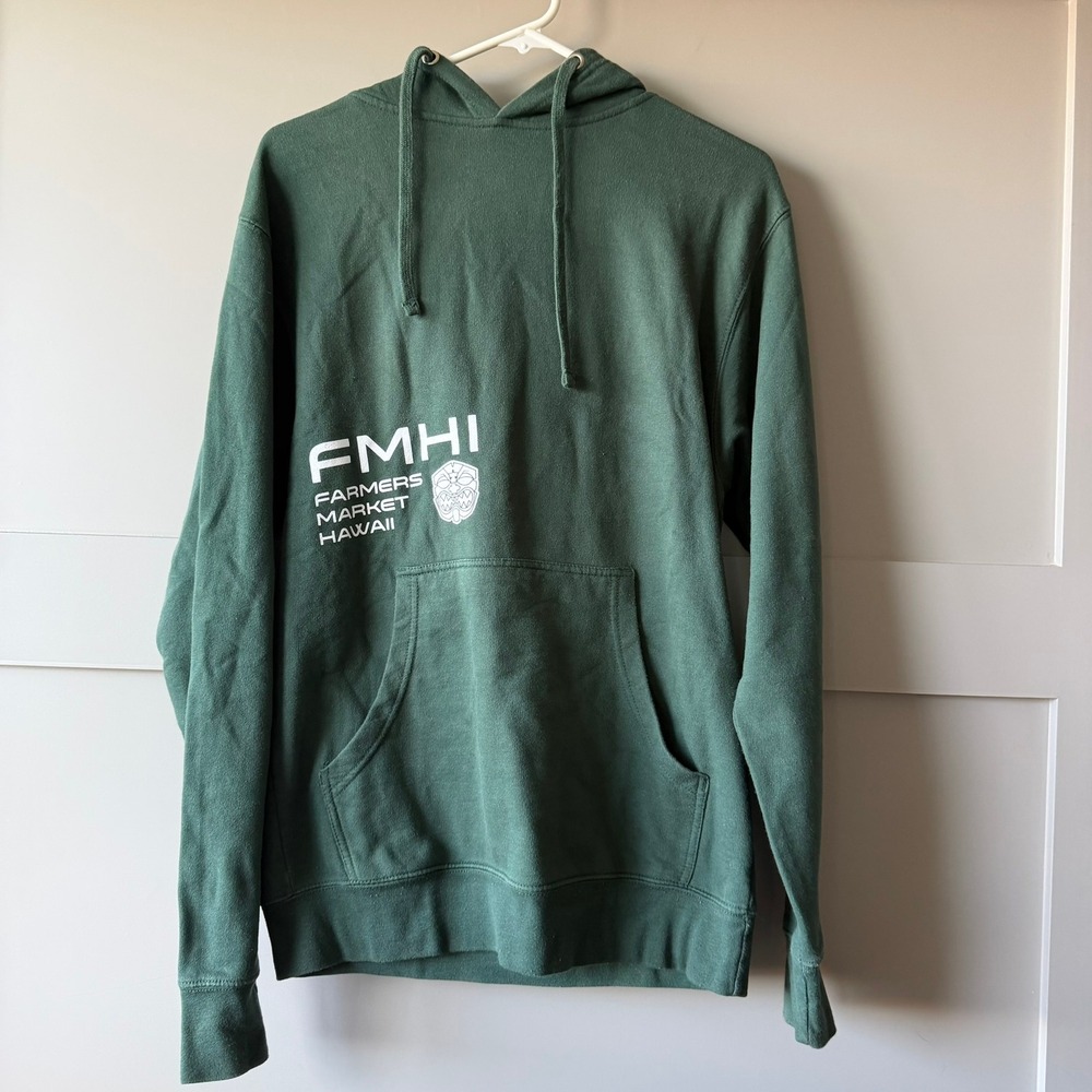 Farmers Market Hawaii FMHI Hoodie Mens S Green Tiki Graphic Streetwear